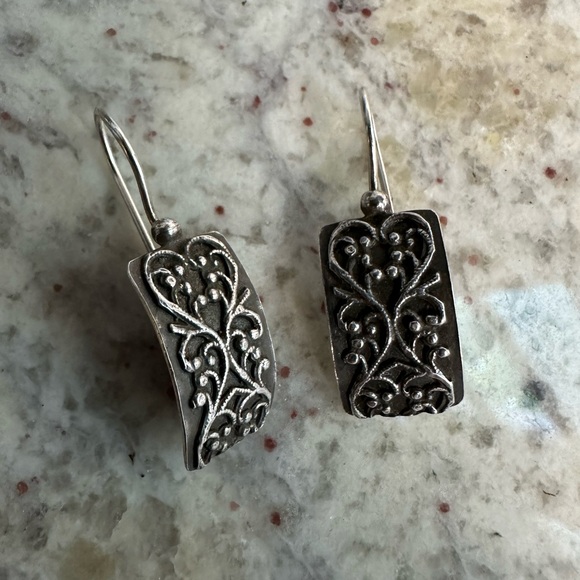 Retired Vintage Silpada 925 Sterling Silver Filigree Scroll Heart Rectangle - Picture 2 of 5